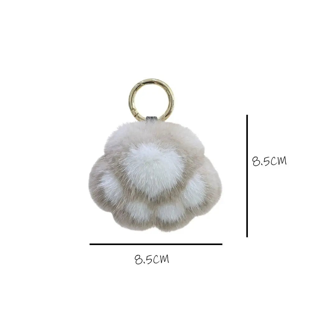 Cat Paw Pendant Keychain Kawaii Soft Faux Fur Keychain Kid Gift Stuffed Toy Plush Toy Key Ring Backpack Car Key Pendant