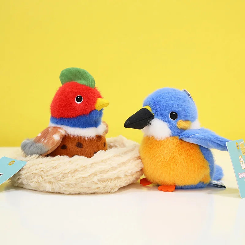 Cartoon Birds Plush Pendant Keychain Anime Cute Girl Kawaii Room Decor Holiday Gifts Toys Penguin Parrot Nest Plush Keyrings