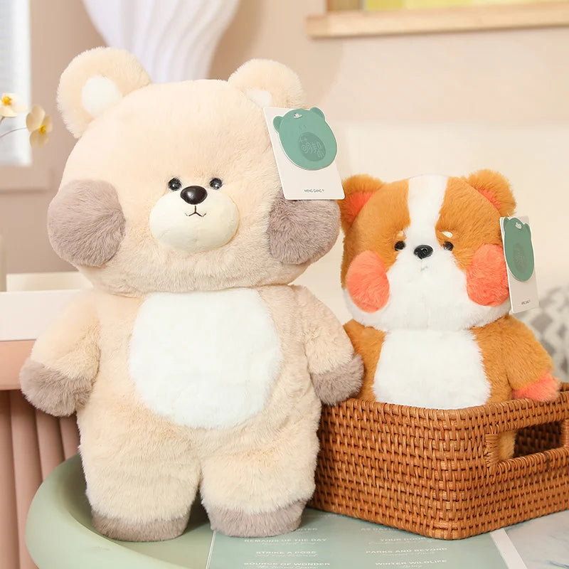 28-50cm Kawaii Shy Animals Toys Series Plush Cat Frog Rabbit Dog Bear Dolls Standing Animals Bunny Peluche Cushion Room Decor