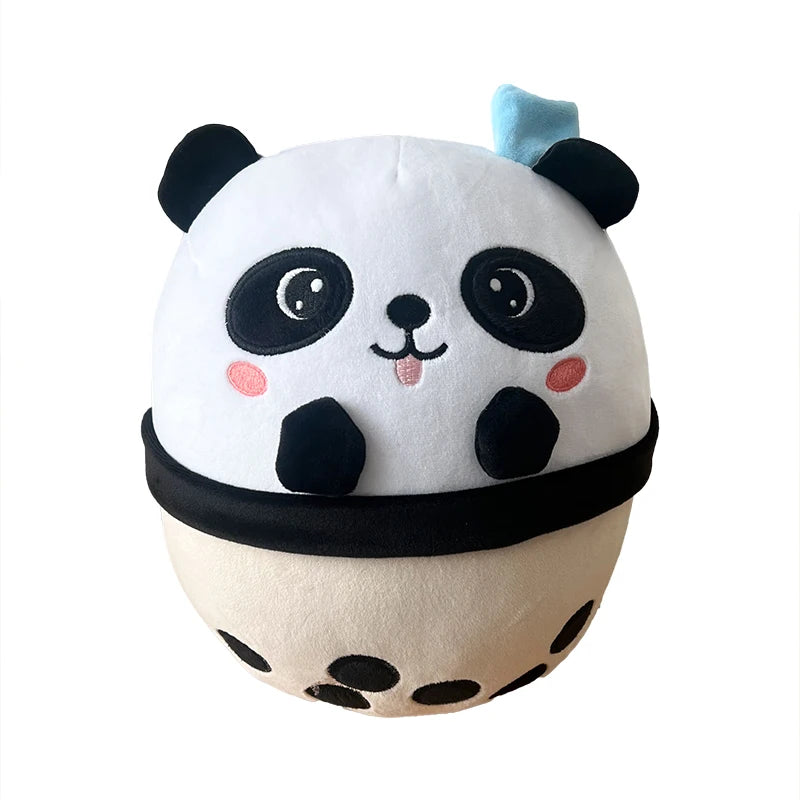 Cute Milk Tea Cup Animal Plush Toy Stuffed Panda Polar Bear Shark Doll Soft Bubble Tea Cats Plushies Kawaii Birthday Gifts