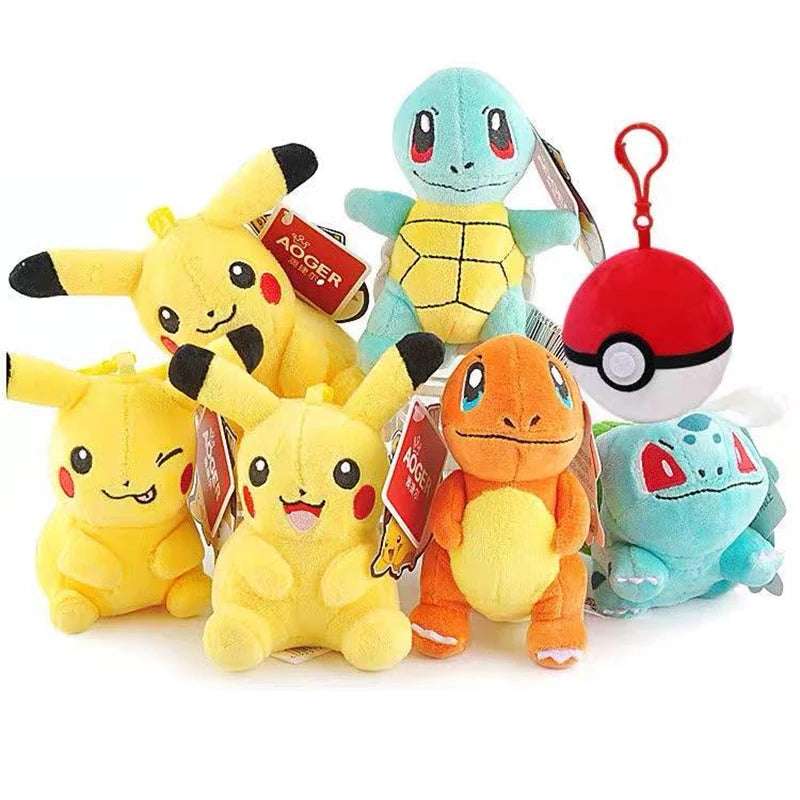 Anime Pokemon Plush Pikachu Charmander Plush Toy Squirrel Bulbasaur Jiggles Lapras Eevee Snorlax Keychain Xmas Gift For Kids