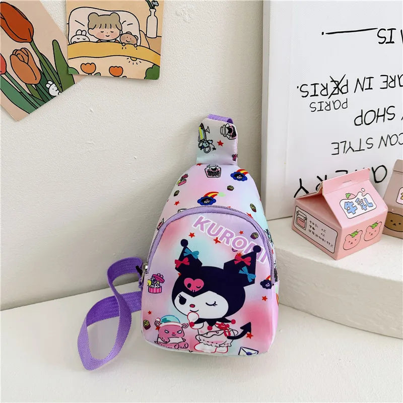 Sanrio Bag Cinnamoroll Bag Cartoon Shoulder Handbag Kuromi Kawaii Hello Kitty Chest Bags Kid Travel Backpack Crossbody Girl Gift