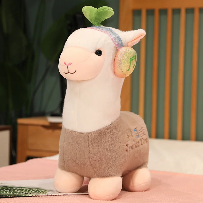 25-68CM Cute headset Alpaca Llama Plush Toy Stuffed Animal Sheep Dolls Soft Plush Alpaca Dolls For Birthday Gifts