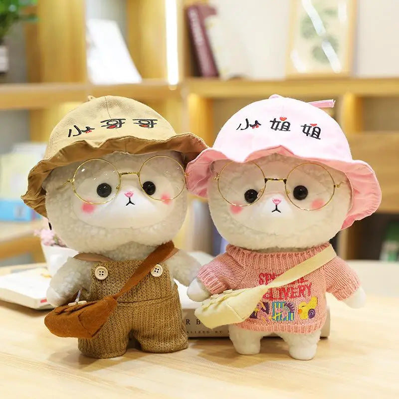 30cm Kawaii Alpaca Plush Toy Stuffed Animals Soft Plushie Dressed Alpacasso Toys for Girls Kids Birthday Gift Christmas Present