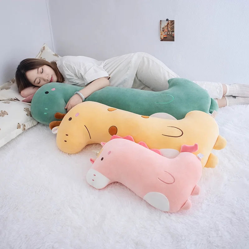 Long Squishy Unicorn Dinosaur Giraffe Kawaii Zoo Animal Plush Giant Pillow Soft Plushie Peluche Doll Kids Birthday Gift