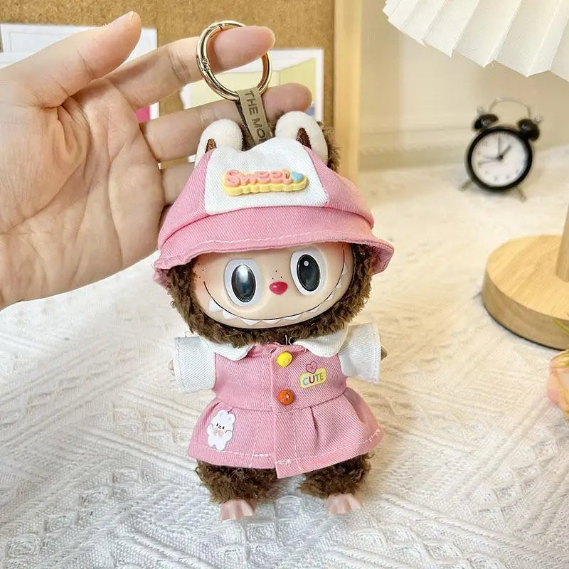 17cm Mini Plush Doll'S Clothes Outfit Accessories for Labubu Clothes Time to chill doll clothes