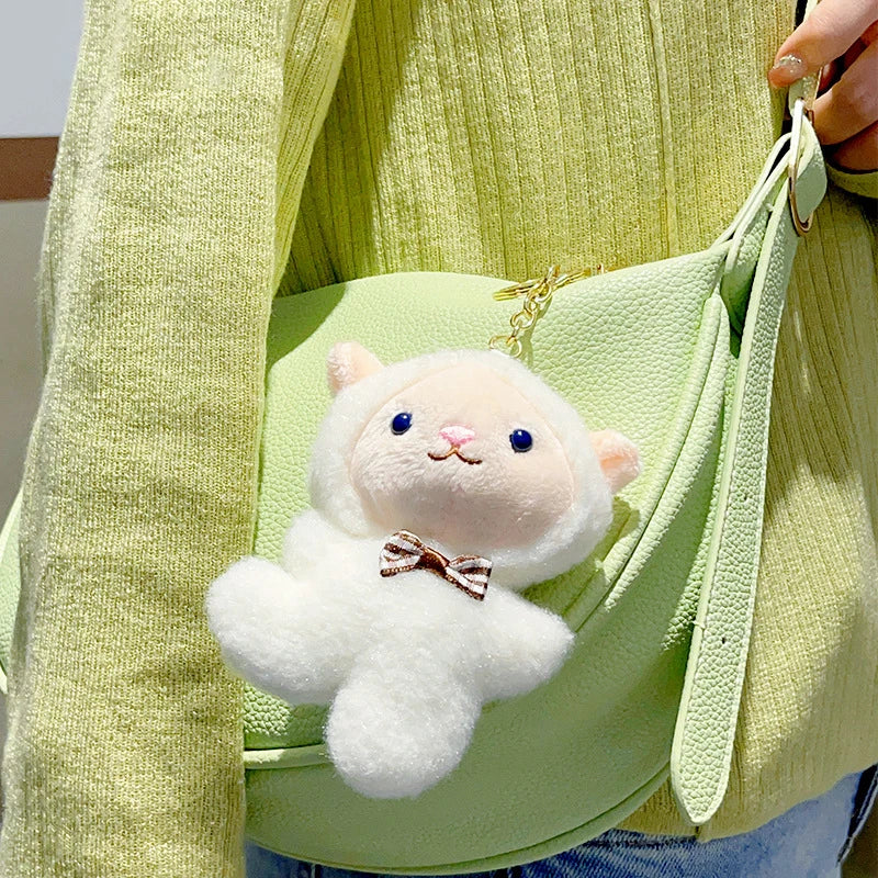 Cute Cartoon Lamb Plush Keychain Creative Kawaii Plush Doll Keychain Pendant Fashion Backpack Decoration Accessories Gifts