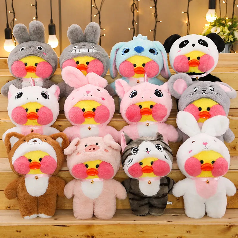 30cm Kawaii LaLafanfan Transformed Panda Yellow Duck Plush Stuffed Soothing Toys Soft Animal Dolls For Girl Kids Birthday Gifts