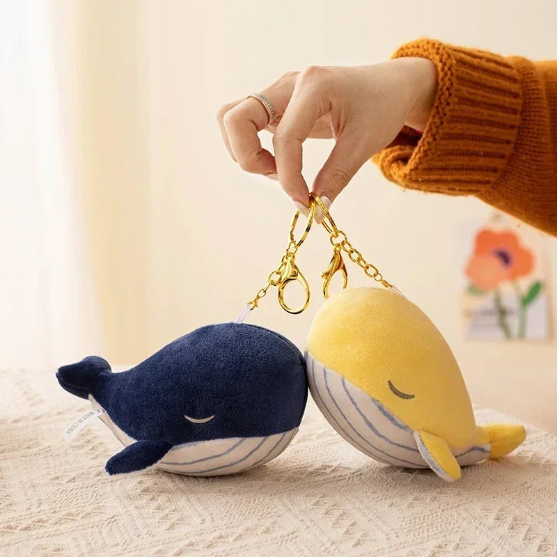 12CM Plush Whale Pendant Soft Stuffed Sea Animal Plush Toy Cartoon Blue Whale Keychain Bag Decoration Cute Birthday Gift