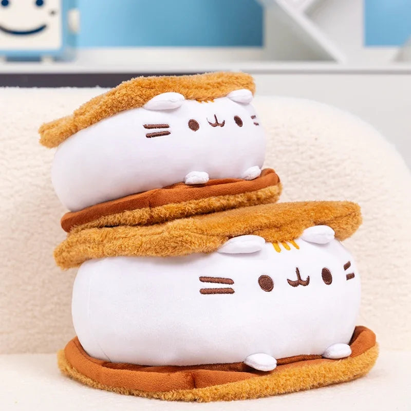 Kawaii Cat Plush Toy Stuffed White Cat Pillow  Biscuit Cushion Kids Dolls Room Decor Birthday Gift for Children