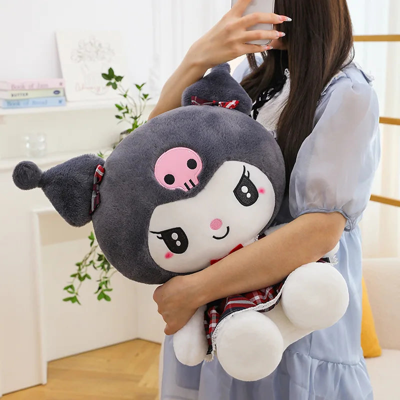 Sanrio Cute Kuromi Melody Doll Plush Stuffed Animal Toys Childrens and Girls Plushies Skirt Kuromi Cloth Doll Pillow Gifts