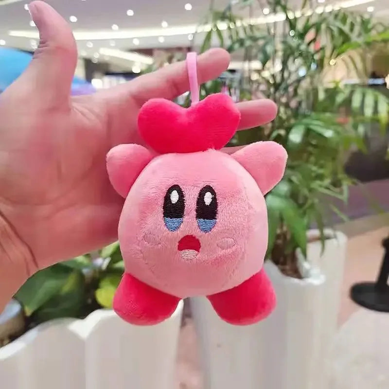 13cm Pink Kirby Anime Plush School Bag Small Pendant Keychain Stuffed Cartoon Doll Birthday Decorative Accessories Christmas