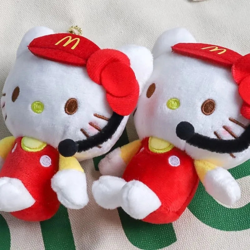 Sanrio Animation Peripheral McDonald's Hello Kitty Plush Doll Car Keychain Student School Bag Pendant Couple Holiday Gift