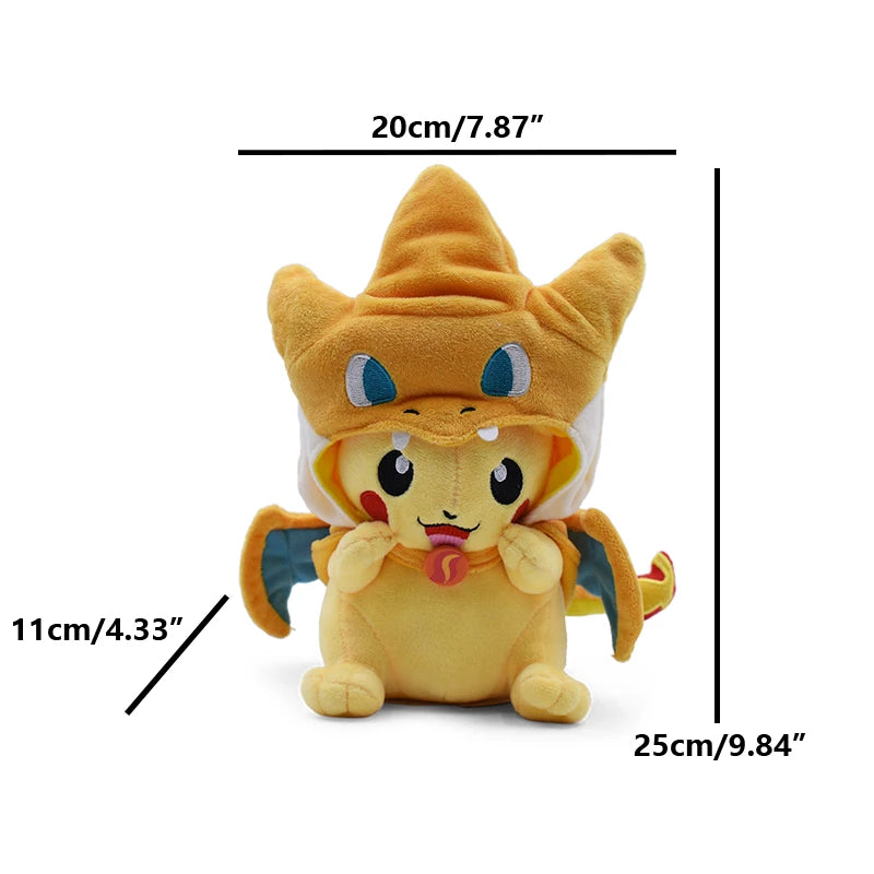 Cos Eevee Pikachu Cosplay Plush Toys Charizard Peluche Lucario Stuffed Animal Doll Collectible Gift,Cartoon 20-30CM