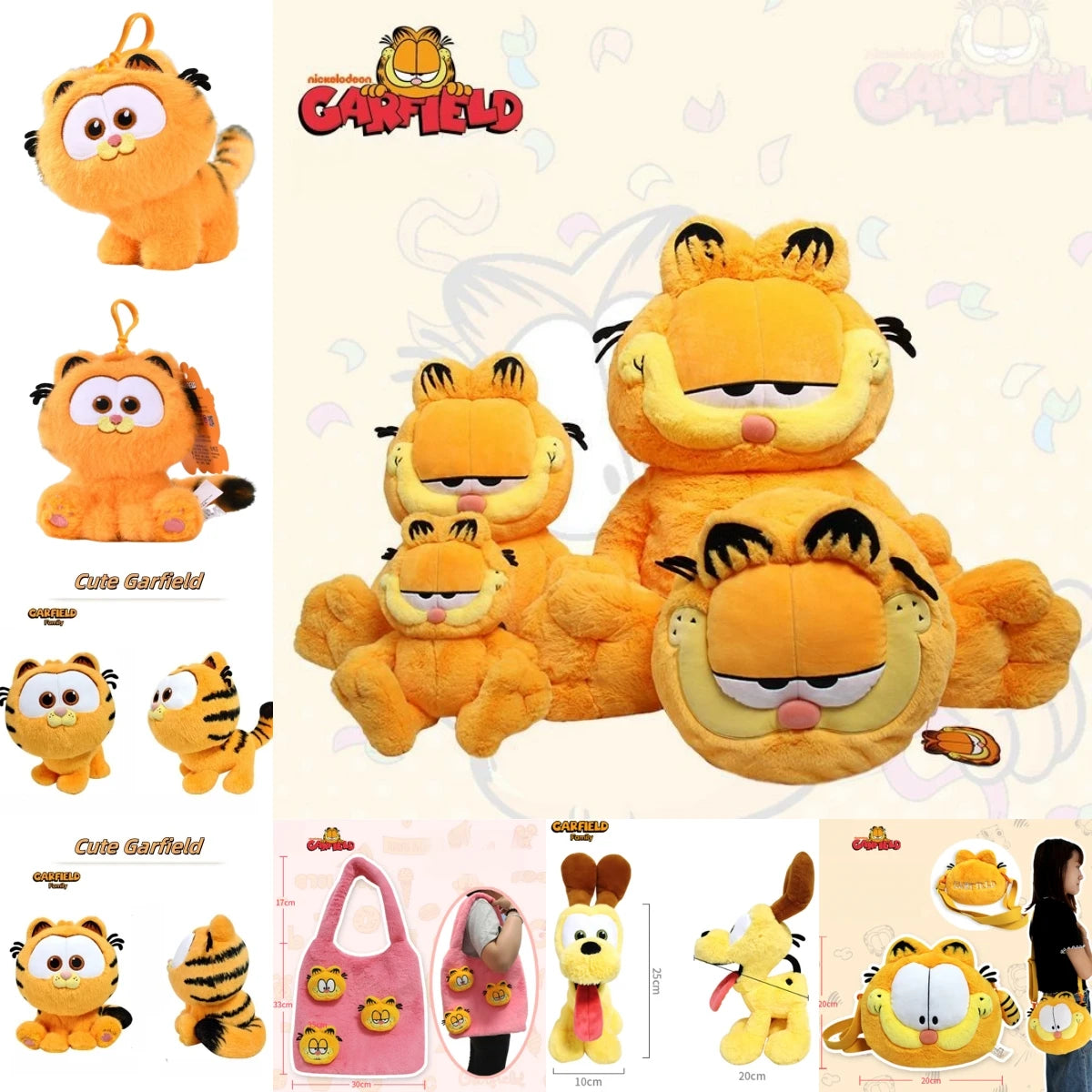 New GARFIELD Original Plush Doll Odie Peluche Toy Cartoon Cat Plushie Keychain Collectible Christmas Stuffed Shoulder Bag Gift