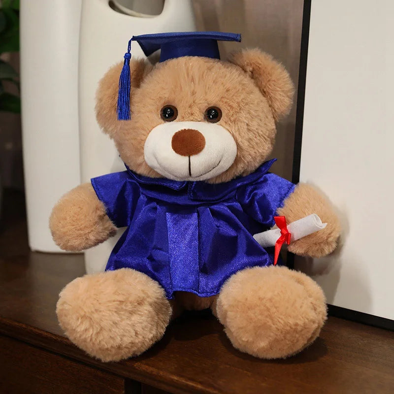 33cm High Quality Cute Graduate Dr. Bear Plush Toy Stuffed Teddy Bear Kawaii Toys for Kids Student Funny Graduation Gift