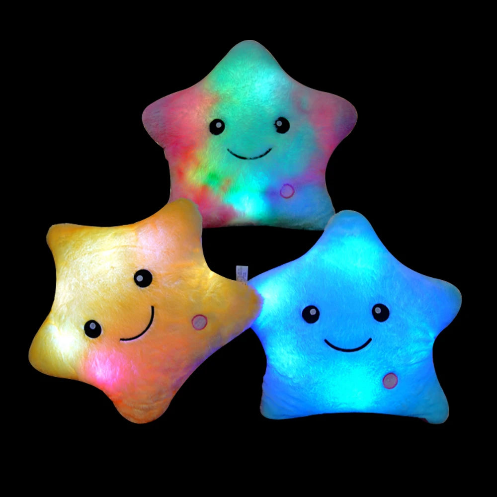 Creative Toy Luminous Pillow Soft Stuffed Plush Glowing Colorful Stars Cushion Led Light Toys Gift For Kids Children Girls