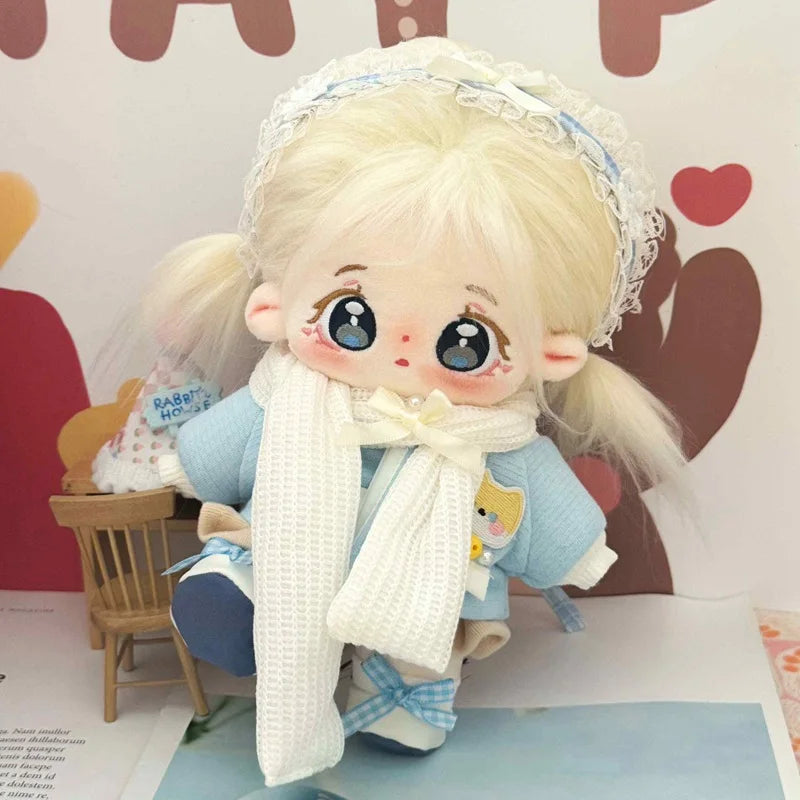 20cm Cute Plush Cotton Idol Doll With Clothes Stuffed Super Star Figure Dolls No Attribute Fat Body Doll Can Change Clothes Gift