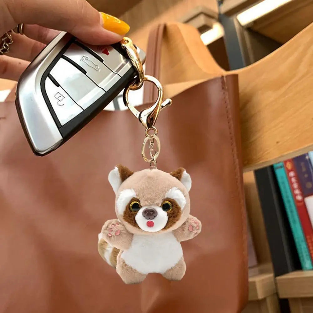 Keychain Pendant Bag Accessories Adorable Raccoon Keychain 3d Eyes Long Tail Plush Doll for Girls' Backpack Decoration Soft