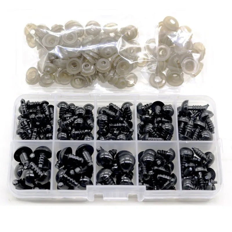 100pcs/lot  Plastic Safety Eyes For Toys Diy Mix Size Crochet Animal Eye For Doll toys Amigurumi Accessories