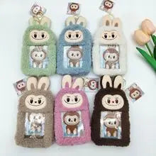 1pc Cartoon Plush Keychain Cloth Purse Photo Card Bag Plush Small Wallet Bank Card Storage Bag Keyring