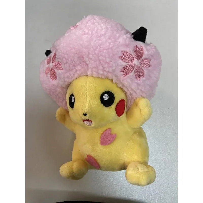 Anime Genuine Sakura Pikachu Plush Doll Japanese Pokémon Pikachu Sakura Headwear Funny Cute Plush Doll Girls Lovely Gifts Toy