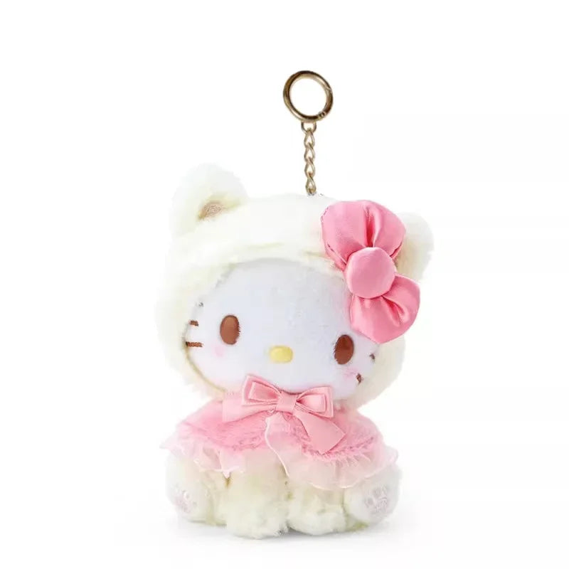 12Cm Sanrio Plush Keychain Hello Kitty Cinnamoroll My Melody Kuromi Small Panda Series Kawaii Plush Toys Backpack Accessories