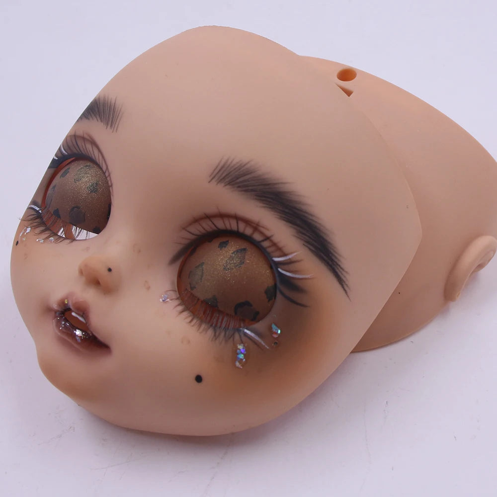 Blyth1/6 doll Hand-painted shell DIY frosted face lip carving eyebrows handmade Ears