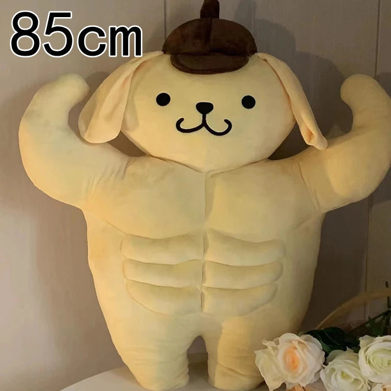 Funny Pom Pom Purin With Pecs and Abs Plush Toy Lovely Stuffed Animal Muscular Dog Doll Boyfriend Pillow Sleeping Plushies Gifts