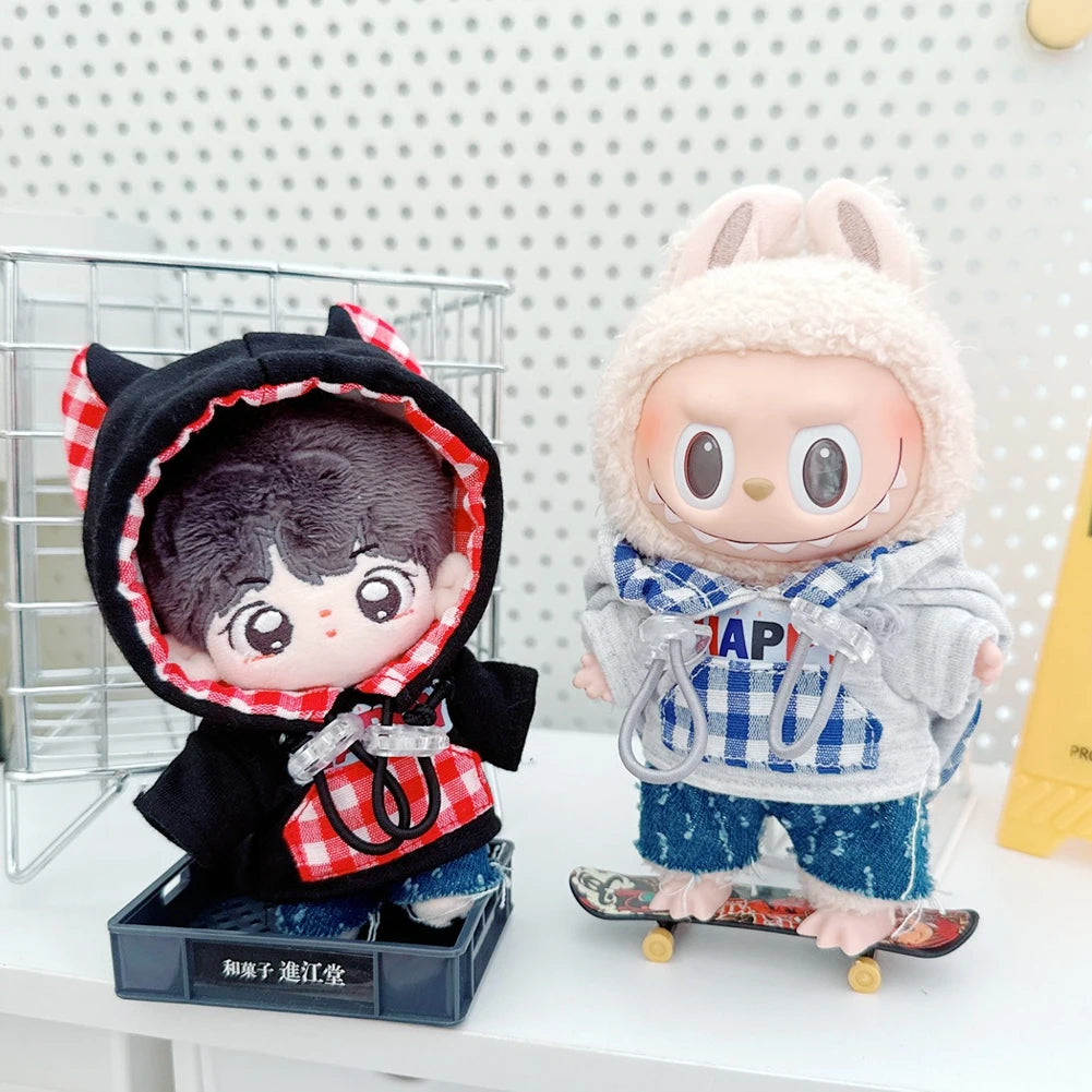 17cm Mini Plush Doll'S Clothes Outfit Accessories For Korea Kpop Exo Labubu Idol Youth Cool Sweater Set Clothing Gift