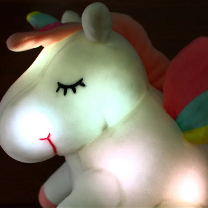 New Arrive 25/50cm Luminous Stuffed  Unicorn Toys Gleamy Animal Doll Lovely Animals Birthday Gift For kids Baby Super Quality