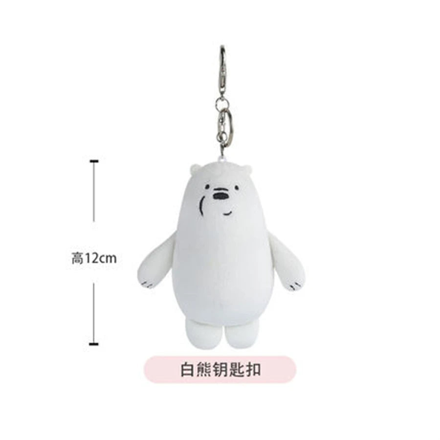 12cm We Bare Bears Anime Plush Keychain Toys Pendant Grizzly Panda Ice Bear Key Ring Stuffed Dolls Plushies Gifts