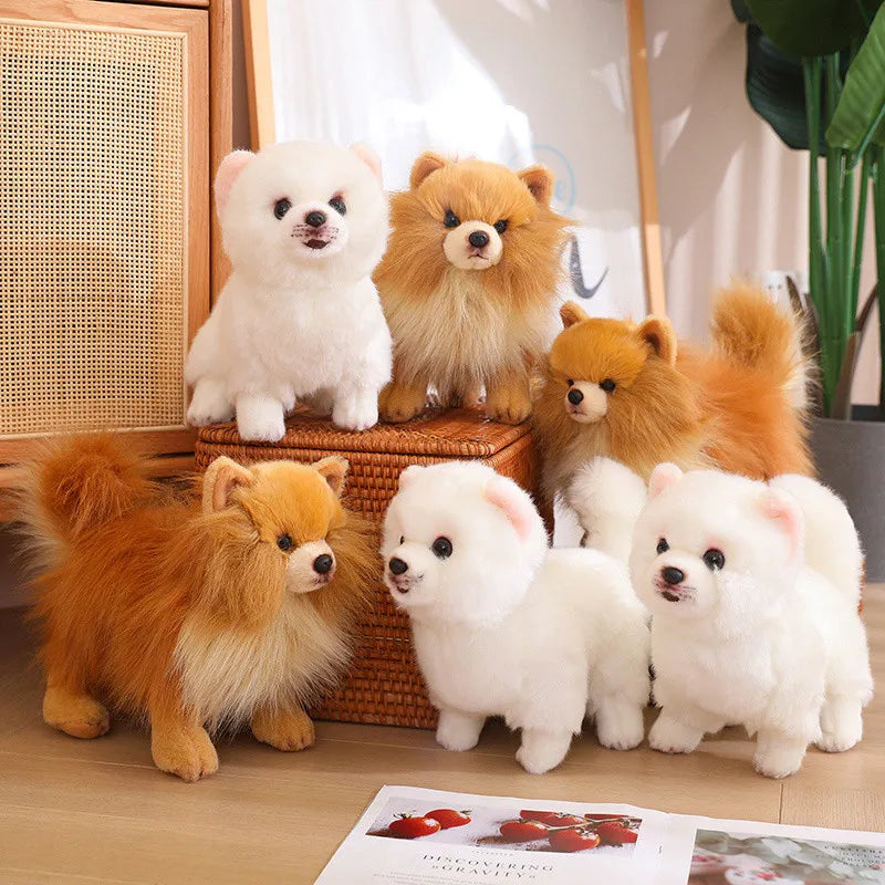 1pc 23CM Cute Plush Pomeranian Dog Real Life Peluche Toy Stuffed Animals Soft Puppy Pet Doll