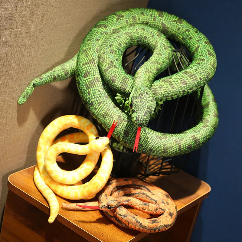 Artificial Python Plush Toy Long Snake Yellow Orange Green Python Plush Toy Decorate The House Holiday Decorations