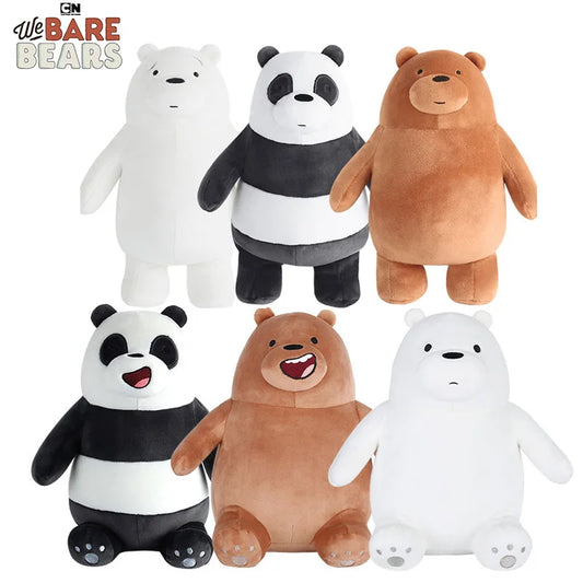 We Bare Bears Plush Toy Sitting vs Standing Grizzly Panda IceBear Cartoon Stuffed Animal Toys Doll For Kid Gift