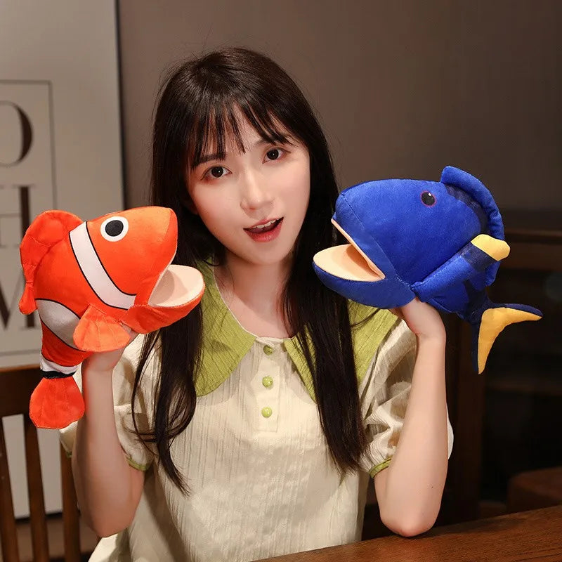 Stuffed Plush Animals Toys Hand Finger Story Puppet Kawaii Dolls Educational Toys Octopus Penguin Clown Fish Birthday Gift