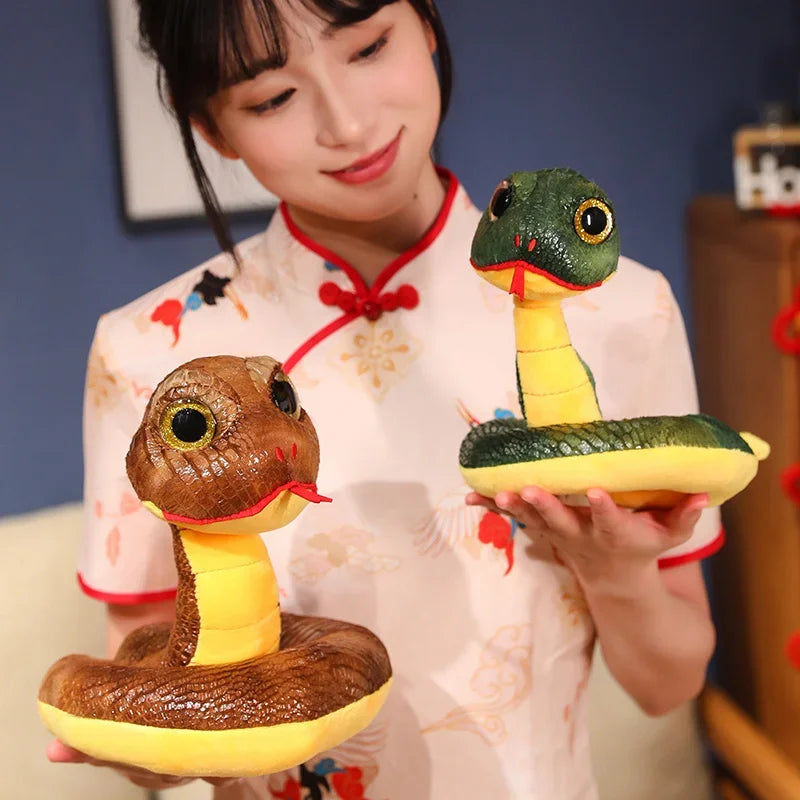 1pc 20/26cm Kawaii Big Eyes Snake Plush Toy Stuffed Soft Animal Dolls Mascot Toy for Birthday CHristmas Halloween New Year Gift