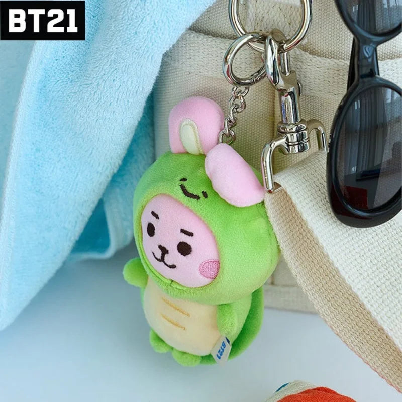 NEW 10CM BT21 Popular Anime Kawaii Cooky Tata Rj Mini Plush Keychain Pendant Ocean Friends Plush Doll Bag Pendant Ornament Gift