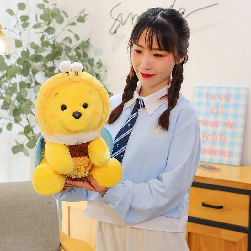 35/45CM Genuine Disney Bee Winnie The Pooh Plush Toys Pillow Kawaii Anime Bear Stuffed Doll For Children's Birthday Gifts