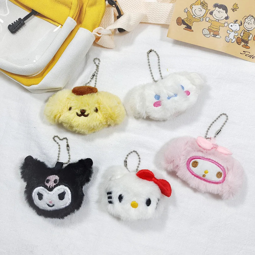 Sanrio Plush KeyChain Purse Bag Hello Kitty Doll keyring Anime Stuffed Backpack Pendant Melody Cinnamoroll Cute Wallet Girl Toy