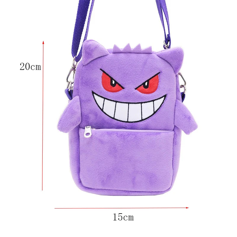 Gengar Plush Shoulder Bag Pokemon Pikachu Rowlet Crossbody Bag Cute Children Storage Sling Bag Toy Christmas gift bag