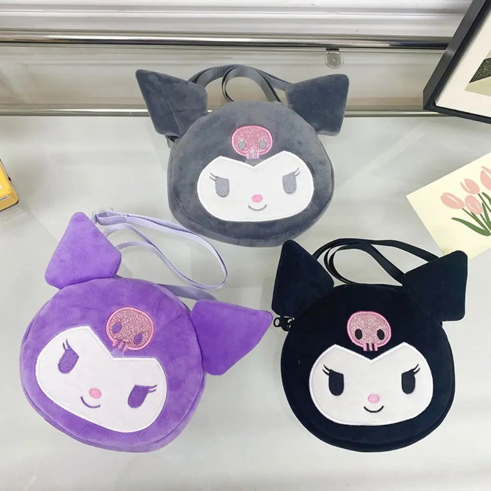 Kawaii Sanrio Plush Bag Kuromi Backpack Cinnamoroll Shoulder Bag Tote Makeup Cartoon My Melody Plushie Large Handbag Gift Girls