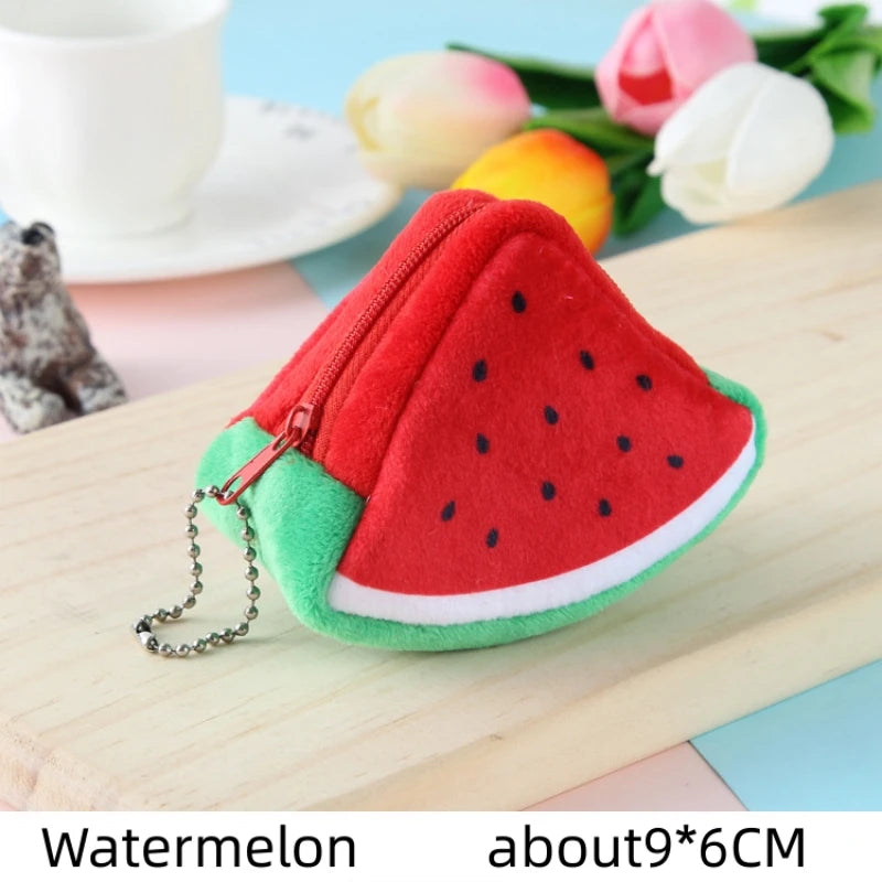 Cartoon Fruit Creative Plush Three-dimensional Coin Wallet Storage Bag School Bag Hanging Children's Holiday Gifts