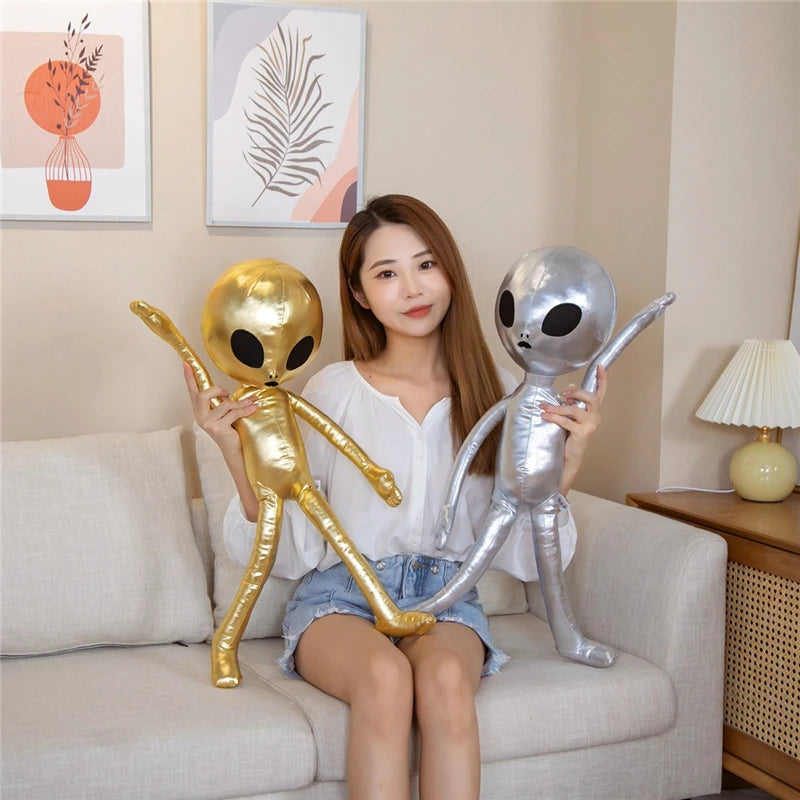 Creative Gold and Silver PU Material Alien Plush Toy Stuffed Soft Monster Plush Pillow Doll Toys for Kids Boys Birthday Gift