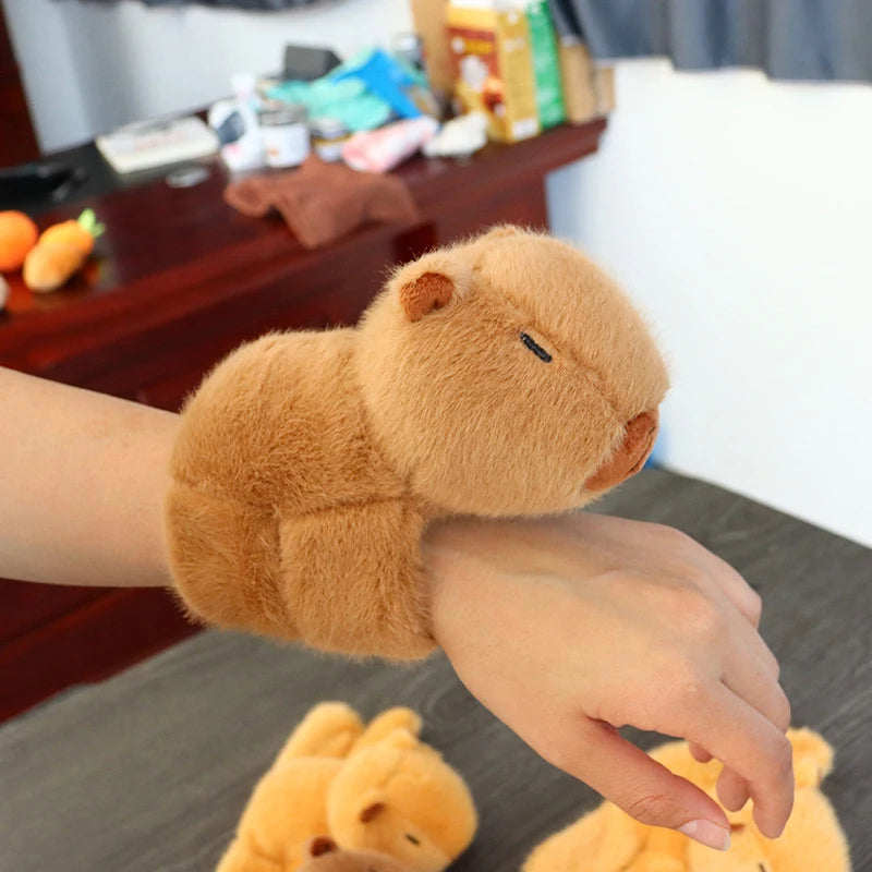 Four Colors Capybara Animal Slap Snap Wrap Wristband Bracelet Plush Stuffed Animal Kawaii Capybara Hand Ring Toys Wristband