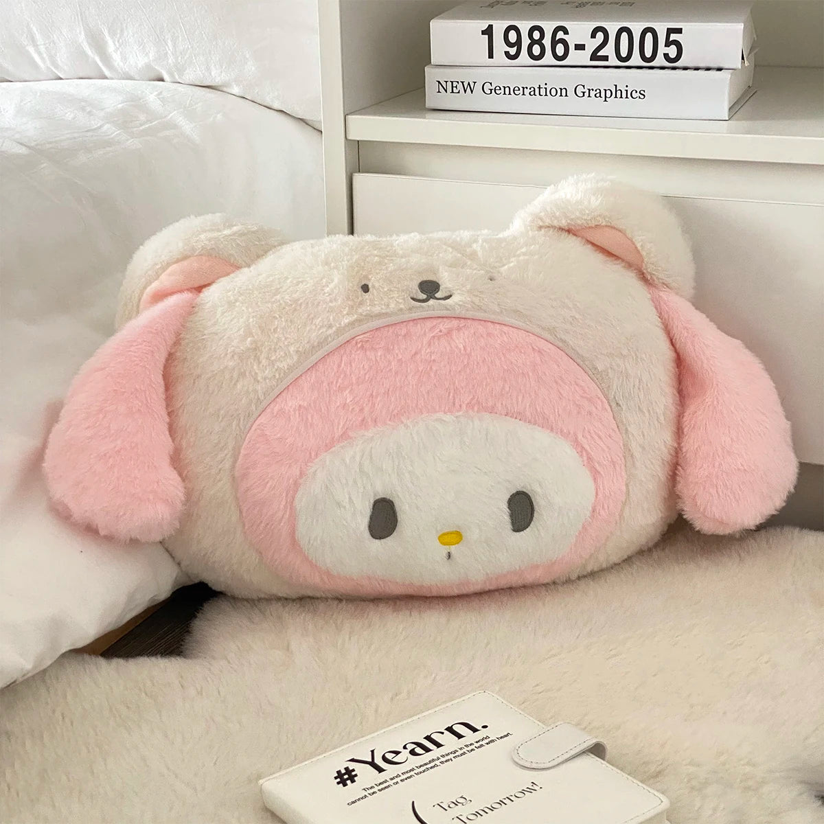 Sanrio My Melody Pochacco Turn Into White Bear Plush Toy Comfortable Stuffed Anime Pillow Blanket Back Cushion Xmas Gifts