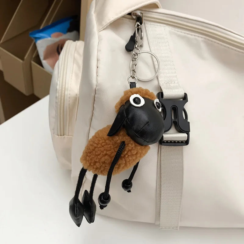 Cute and Creative Lamb Plush Toy Car Pendant Simulation Lamb Keychain Bag Small Pendant Gift for New Year's Gift to Friends