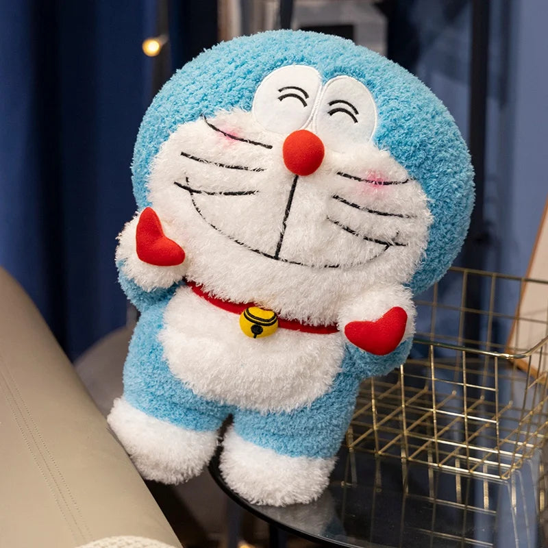 40cm Cute Doraemon Hand Heart Plush Toy Cuddly Pillow Fluffy Smiling Doraemon Plushies Lovely Kawaii Doll Xmas Gifts Girl