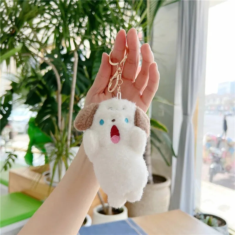 1 Pcs Plush Keychain Cute Doll Refueling Dog Rabbit Small Pendant Random Style Plush Doll