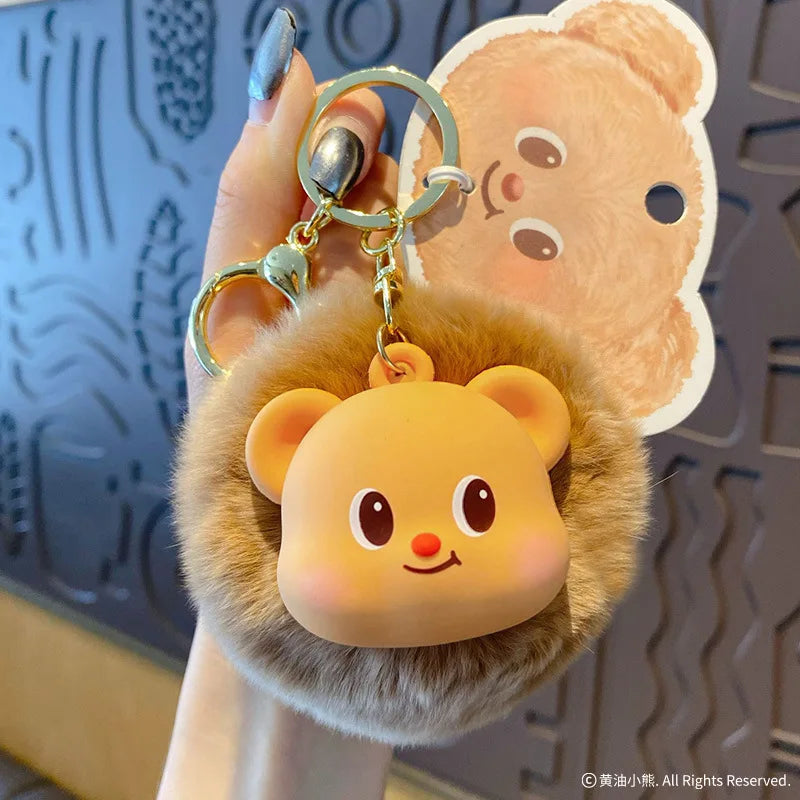 Genuine Butter Bear Plush Cute Car Keychain Girly Heart School Bag Pendant Couple Peripheral Couple Holiday Gift Animation